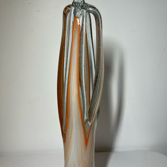 Arklahoma Co Art Glass Vase aka Sooner Ozark White Orange Swirl. VINTAGE 17” - Picture 3 of 11